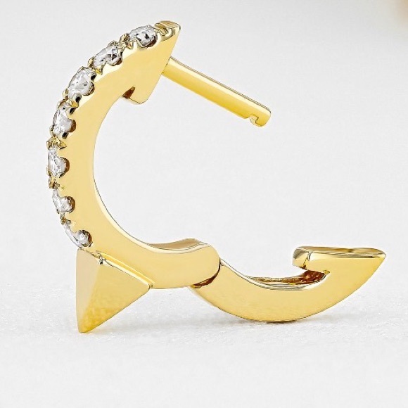 14k gold 💎diamond💎 spike huggie hoops - Picture 5 of 14